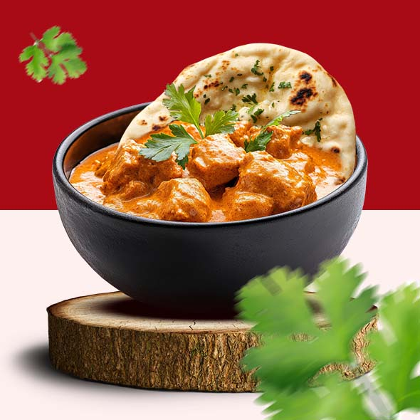 Authentic Indian dish naan and paneer curry served at India Palace restaurant